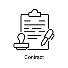 Contract vector Outline icon for web isolated on white background EPS 10 file