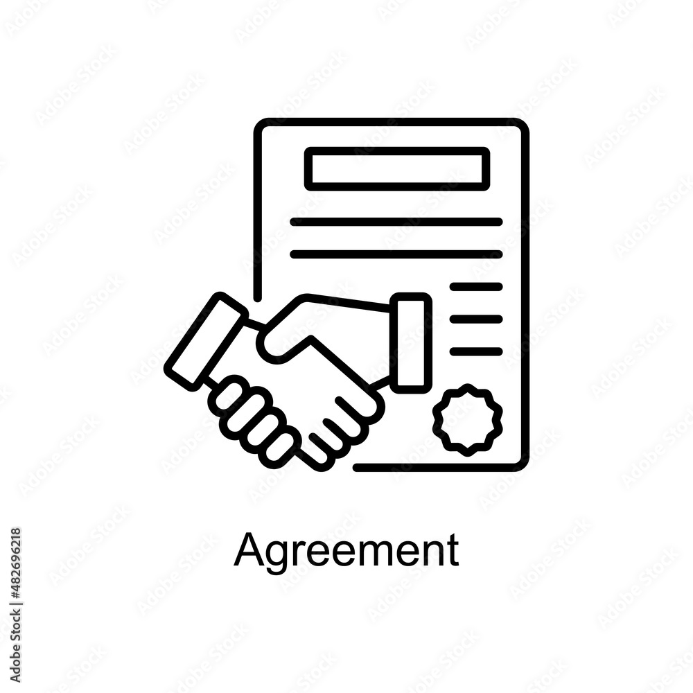 Aufkleber agreement vector outline icon for web isolated on white background eps 10 file