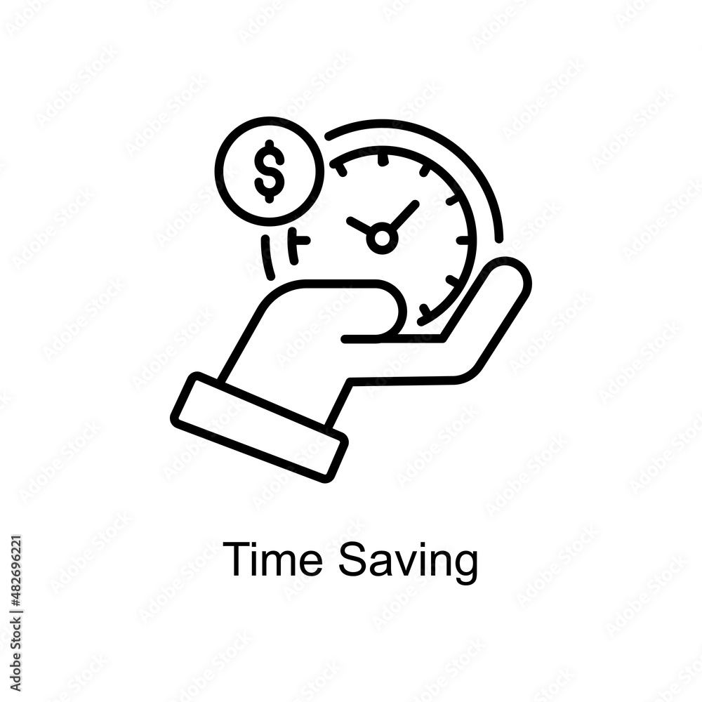 Aufkleber Time Saving vector Outline icon for web isolated on white background EPS 10 file