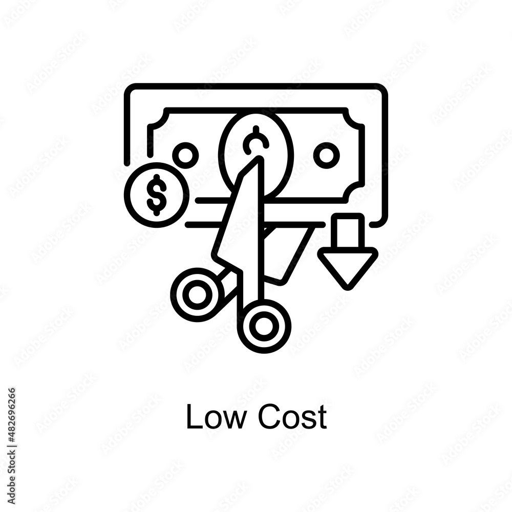 Poster low cost vector outline icon for web isolated on white background eps 10 file