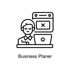 Business Planner vector Outline icon for web isolated on white background EPS 10 file