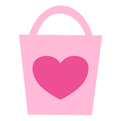 Simple flat drawn pink shopping bag vector.