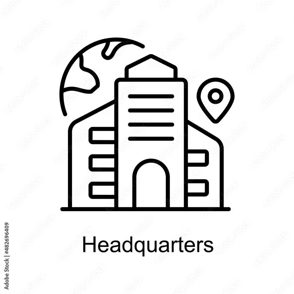 Poster headquarters vector outline icon for web isolated on white background eps 10 file