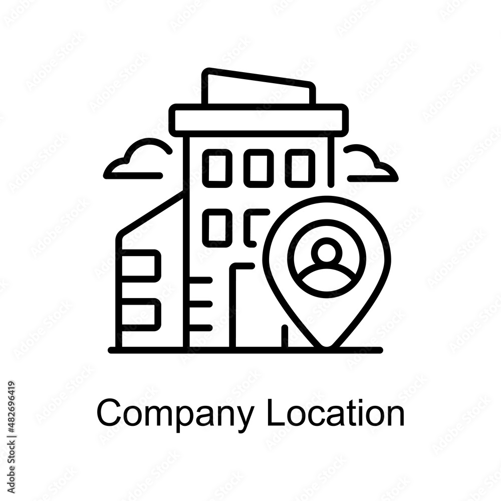 Poster company location vector outline icon for web isolated on white background eps 10 file