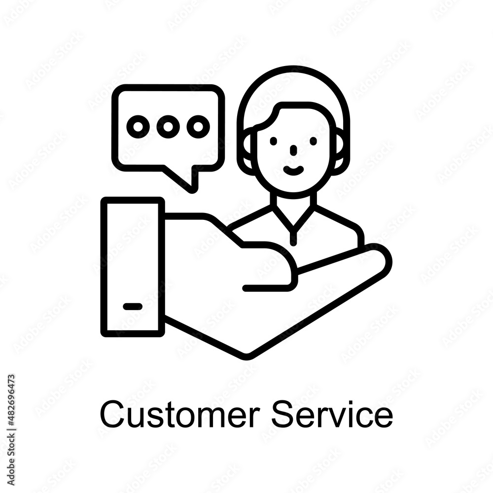 Aufkleber customer service vector outline icon for web isolated on white background eps 10 file