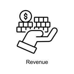 Revenue vector Outline icon for web isolated on white background EPS 10 file