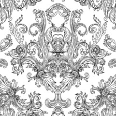 Seamless vintage background brown baroque pattern. Wallpaper, textile design.