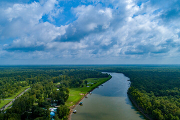 Fototapeta na wymiar Aerial view of the Atchafalaya River