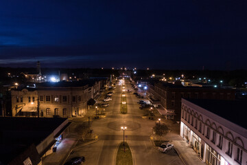 Fototapeta na wymiar Small town main street at twilight