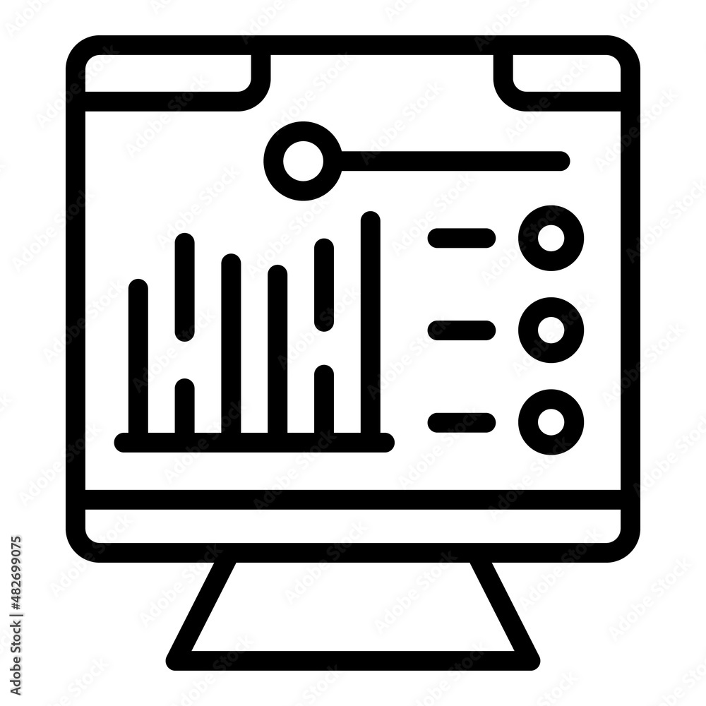 Poster monitor data icon outline vector. graph chart. report data