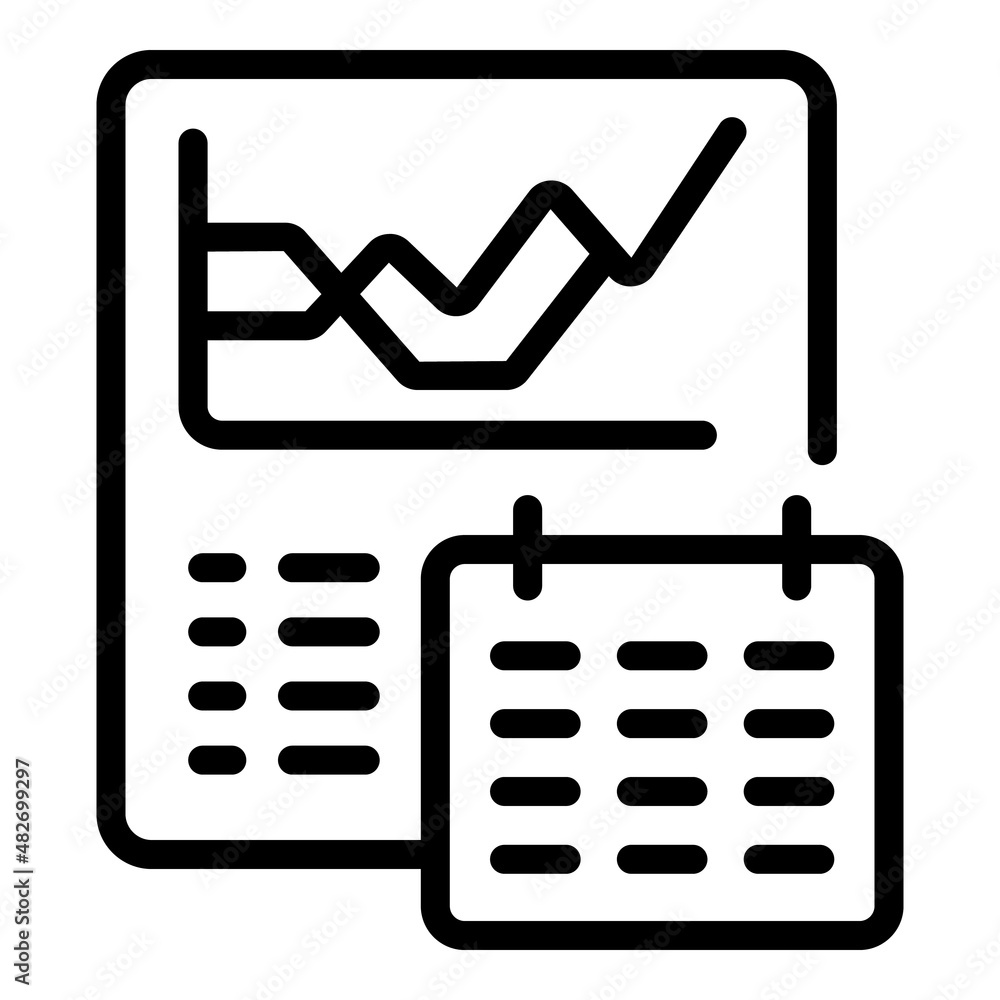 Poster calendar report icon outline vector. data graph. research chart