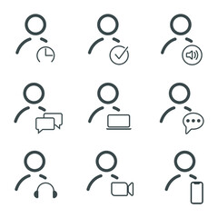 Set of icons on the theme of video conference