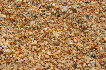 Close up of stones and marble. Smooth and polished. Pebble on shingle beach. Colorful small pebble and stone texture. Pebble background. Gravel pebble or rock fragments, beach sand