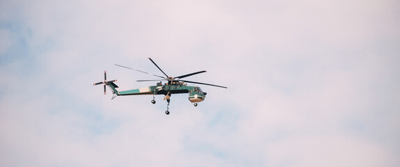 Aerial Crane Or Flying Crane Flying In Sky.