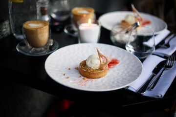 Breakfast in a cafe. Lunch in a cafe. Meeting with a friend. Coffee time.