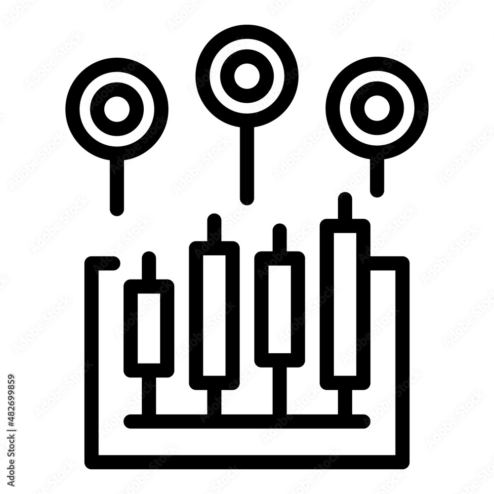 Poster chart data icon outline vector. business graph. market report