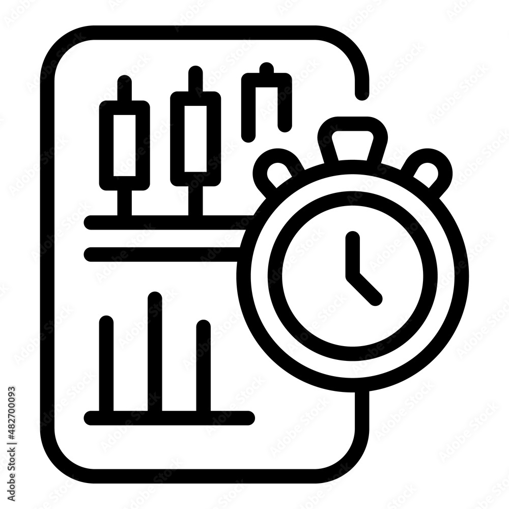 Poster time data icon outline vector. graph research. chart market