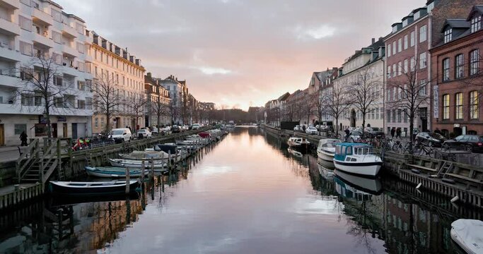 Canal of Christianshavn in the city of Copenhagen