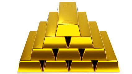 Gold ingots isolated on white background