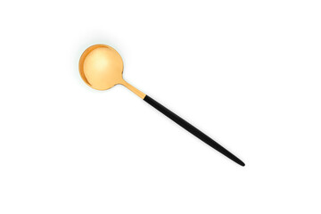 Fototapeta na wymiar A golden spoon isolated on a white background.