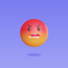 Cute emoji icon. 3d render