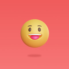 Happy emoji icon. 3d render