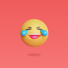 Laugh emoji icon. 3d render