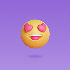 Love emoji icon. 3d render