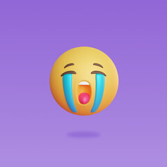 Cry emoji icon. 3d render