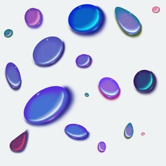 colored drops of water on a white background