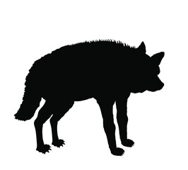 Striped hyena vector silhouette illustration isolated on white background. Wild animal from Africa. Scary predator. Safari wildlife member.