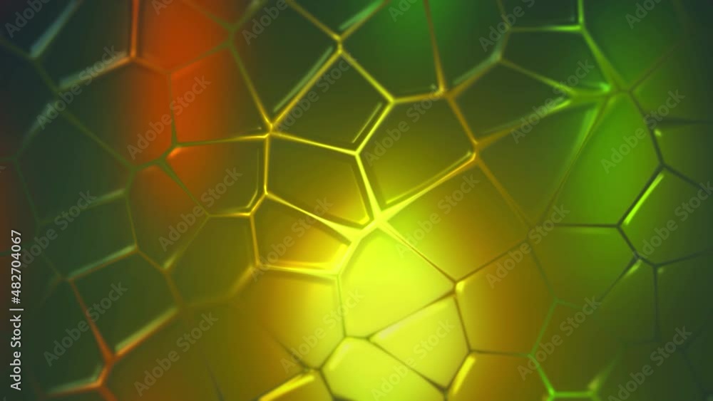 Poster futuristic abstract hexagonal grid background, colorful rotating surface. motion. hexagon cell textu