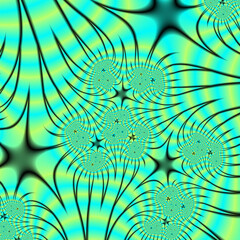 Green geometries, fractal, abstract pattern with circles