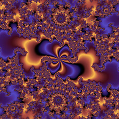 Golden purple flowers, shapes, fractal background