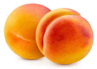 Peach isolated on white background. Clipping path peach. Peach macro studio photo