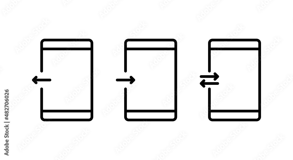 Poster vector smartphone with down arrow set icons. smartphone flat line icon. mobile download icon in line