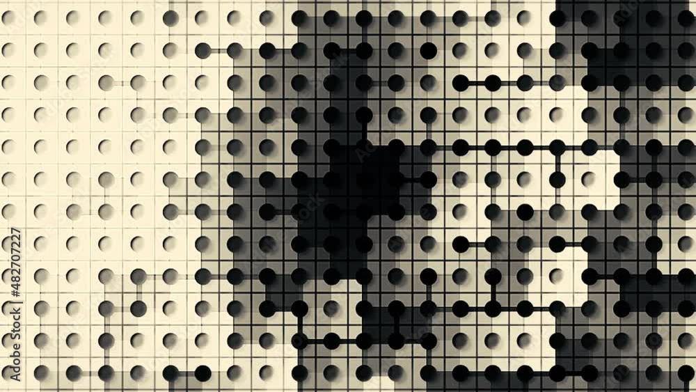 Poster black and white squared background with the movement of light and shadow. motion. blinking tiles, sy