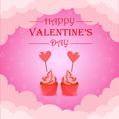 Valentines day cake with hearts