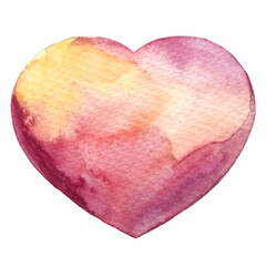 Watercolor painted pink-orange heart, vector element for your design.Vector artistic heart painting. Purple vector heart. Valentine's Day Heart.
