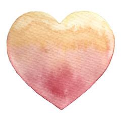 Valentine's Day gentle card. Watercolor painted pink-peach heart, vector element for your design. Amber color heart.