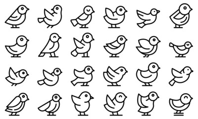 Naklejka premium Sparrow icons set outline vector. Fly bird. House tree