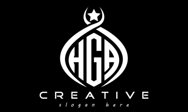 HGA three letters monogram curved oval initial logo design, geometric minimalist modern business shape creative logo, vector template	
