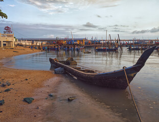 broken fishing boat left o decay