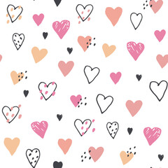 heart shape simple vector seamless pattern, valentine's day background
