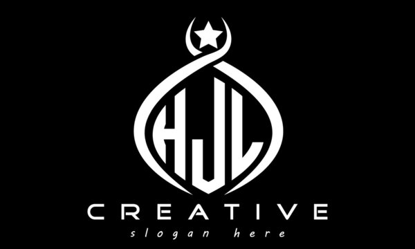 HJL three letters monogram curved oval initial logo design, geometric minimalist modern business shape creative logo, vector template	

