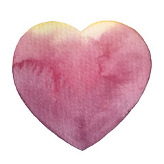 Valentine's Day Heart. Watercolor painted bright pink heart, vector element for your design.Vector artistic heart painting.