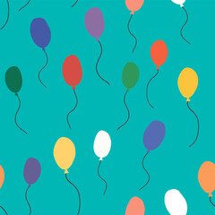 Birthday balloons vector seamless pattern blue background