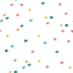 Simple little flowers vector seamless pattern background