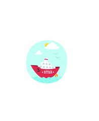 Cute boat images, Cartoon cruise ship, Vector image