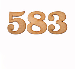 Number 583 - Piece of wood isolated on white background